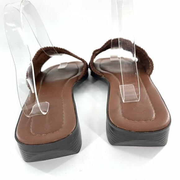 Faded Glory womens sandals size 9 brown leather vintage slip on slides 80s 90s - Picture 6 of 13